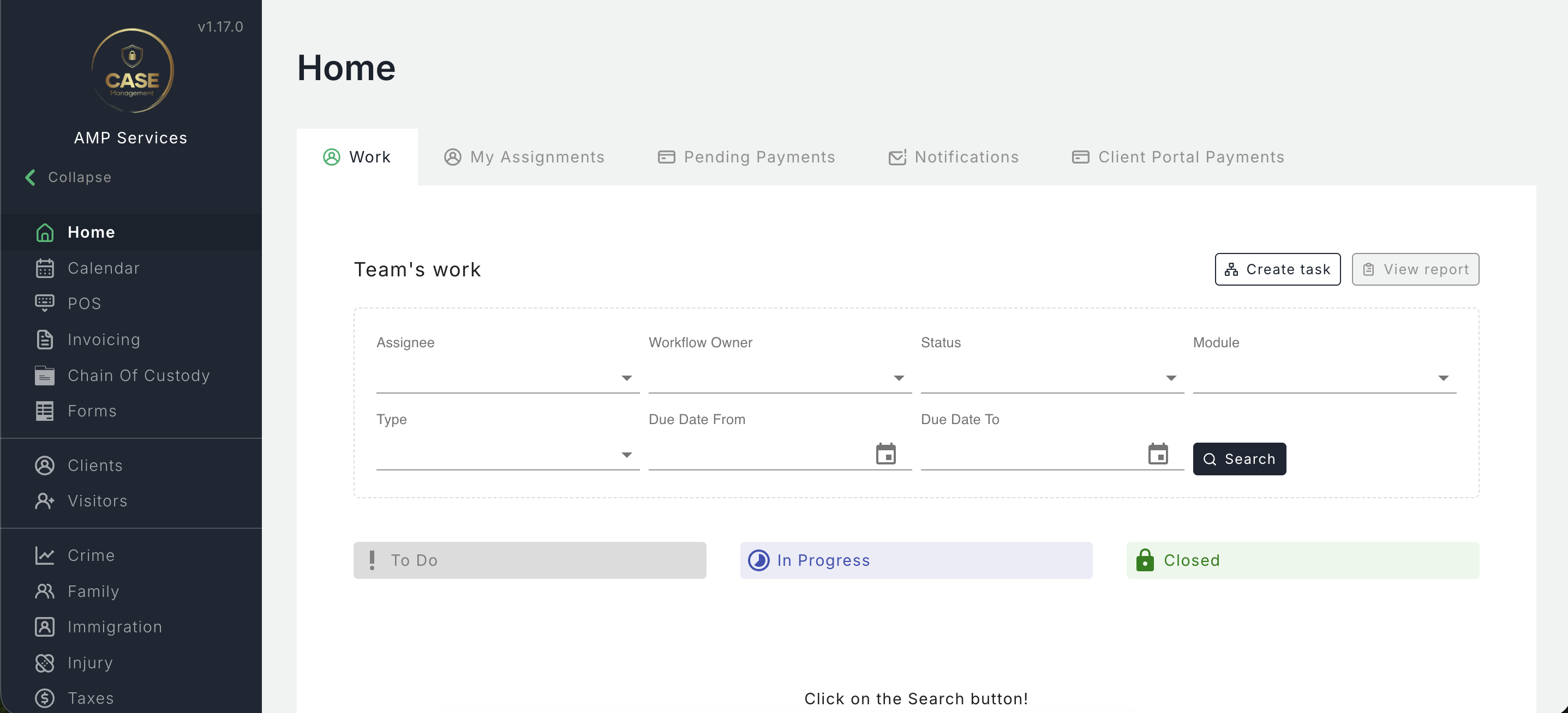 AMP Case Management — Dashboard